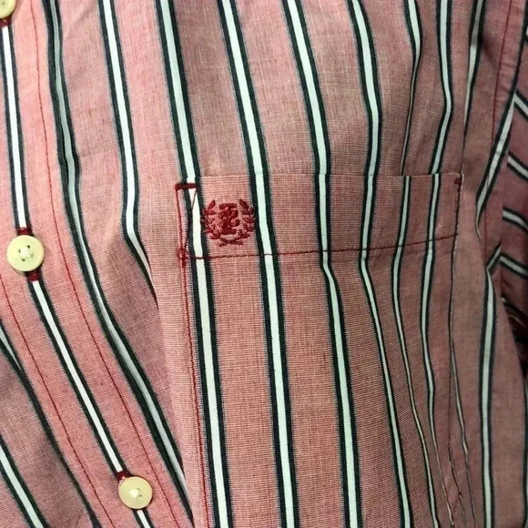 Izod 100% cotton,tailored, chest pocket,pink & blue vertical stripe, button down - Picture 3 of 7
